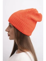 Dámska zimná vlnená čiapka s dvojitým okrajom K426 oranžová