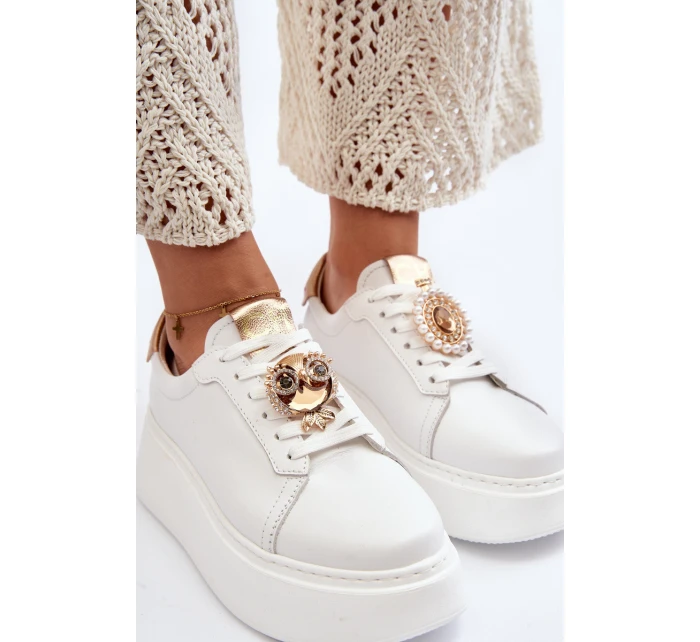 Dámské kožené tenisky model 21647474 bílé - CheBello