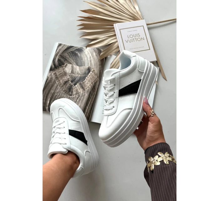 Sneakersy Damskie Na Platformie Białe Elvessia Sneakersy Damskie Na Platformie Białe Elvessia