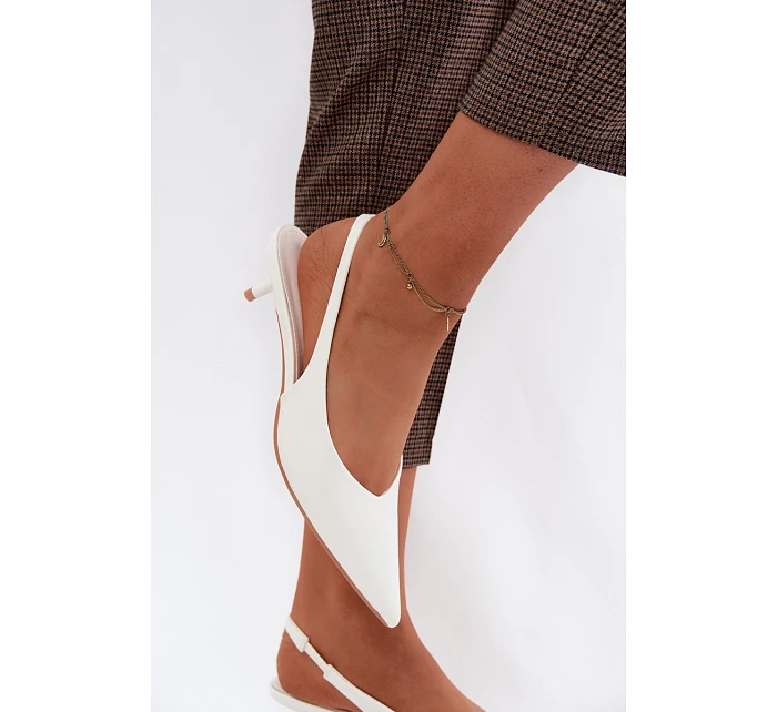 Lakované dámské sandály z umělé kůže na podpatku Bílé Averelle