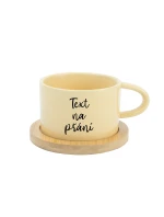 TEXT NA PŘÁNÍ - žlutý keramický hrníček Makronka 200 ml
