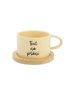 TEXT NA PŘÁNÍ - žlutý keramický hrníček Makronka 200 ml