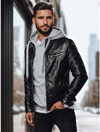 Pánská kožená bunda černá Dstreet model 21967836 - FashionStreet Pánská kožená bunda černá Dstreet model 21967836 - FashionStreet