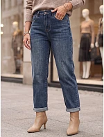 Dámske džínsy Mom Fit s vysokým pásom, modré, FashionStreet UY3113 Dámske džínsy Mom Fit s vysokým pásom, modré, FashionStreet UY3113