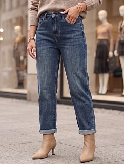 Dámske džínsy Mom Fit s vysokým pásom, modré, FashionStreet UY3113