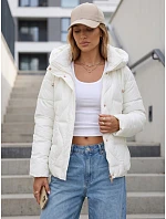 Dámská zimní prošívaná bunda s kapucí v barvě ecru FashionStreet TY5938