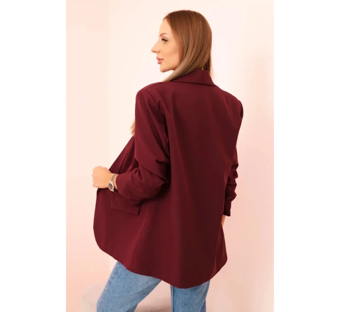Elegantné sako s klopami bordovej farby