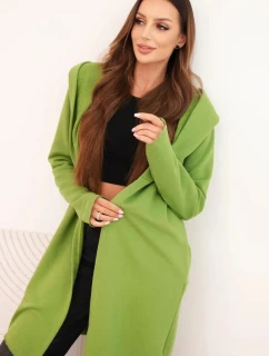 Dámská bavlněná mikina s kapucí a prodlouženým předním dílem olivová