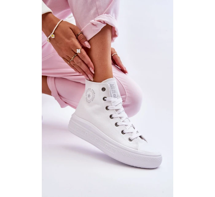 Damskie Wysokie Trampki Materiałowe Big Star LL274A183 Białe
