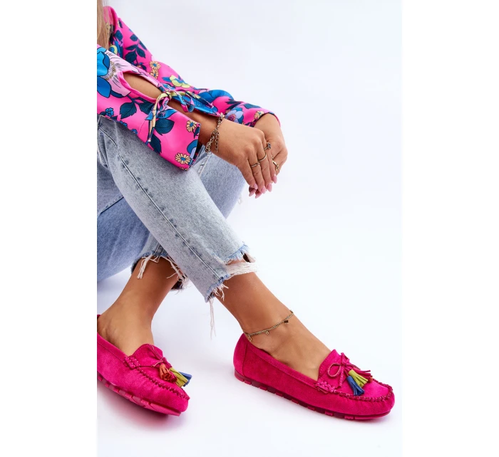 Zamszowe Mokasyny Z Kokardą I Frędzlami Fuksja Dorine Zamszowe Mokasyny Z Kokardą I Frędzlami Fuksja Dorine