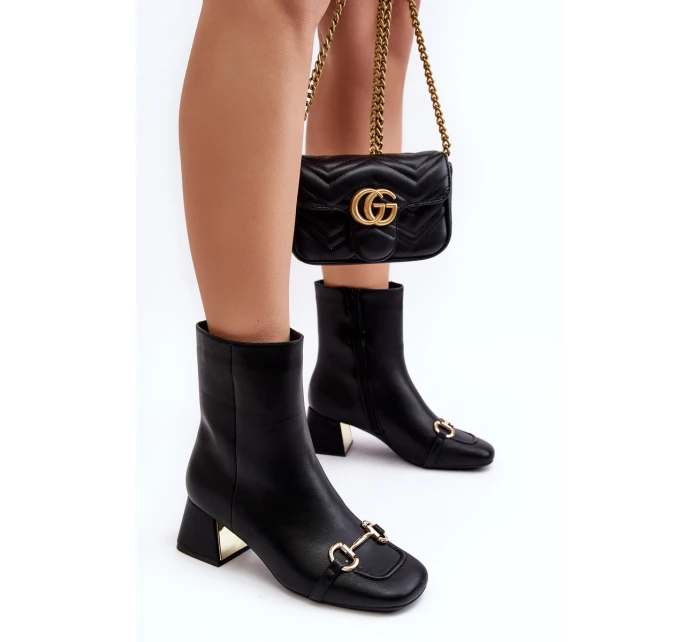 Boty Na Podpatku S Ozdobou Černé model 21643263 - Boto