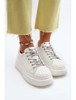 Dámské kožené tenisky na platformě GOE NN2N4033 Bílé