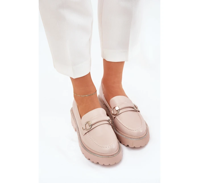 Dámské Mokasíny Ozdobené Zirkony Béžové model 21690339 - Boto Dámské Mokasíny Ozdobené Zirkony Béžové model 21690339 - Boto