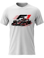Pánske bavlnené tričko s potlačou - F1 - biele