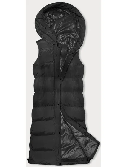 Hrubšia čierna dámska vesta (23-008)