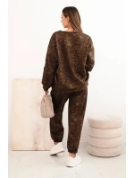 Dámska súprava z viskózového džerseja oversize s predĺženou mikinou a pracím efektom hnedej farby Dámska súprava z viskózového džerseja oversize s predĺženou mikinou a pracím efektom hnedej farby