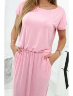 Viskózové šaty s kapsami světle růžová Viskózové šaty s kapsami světle růžová