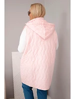 Dámske Plus veľkosť prešívaná vesta s kapucňou Candy Pink