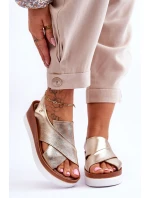 Skórzane Sandały Na Koturnie Złote Morgan Skórzane Sandały Na Koturnie Złote Morgan