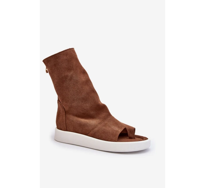 Hnědé Dámské Sandály Zamszové Svrchní model 21652349 - Zazoo Hnědé Dámské Sandály Zamszové Svrchní model 21652349 - Zazoo