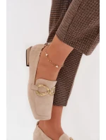 Dámské mokasíny z pravé kůže se zlatým detailem D&A Béžové model 22031885 - S.Barski