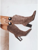 Dámské semišové kovbojské boty hnědé Dstreet model 21993402 - FashionStreet