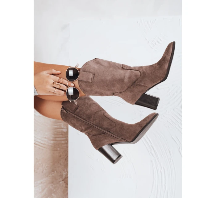 Dámské semišové kovbojské boty hnědé Dstreet model 21993402 - FashionStreet