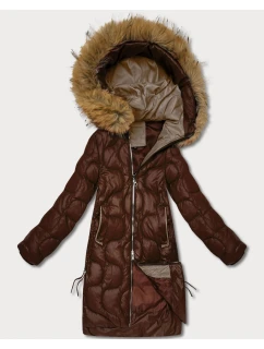 Dámska bunda s ozdobným prešívaním J Style chocolate (5M3351-158)