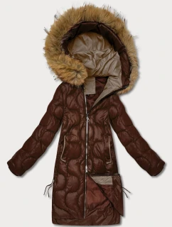 Dámska bunda s ozdobným prešívaním J Style chocolate (5M3351-158)