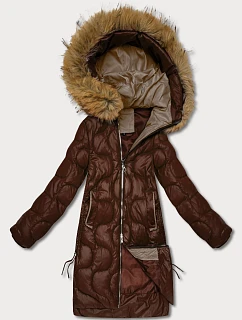Dámská bunda v čokoládové barvě s ozdobným prošíváním model 21757942 - J.STYLE