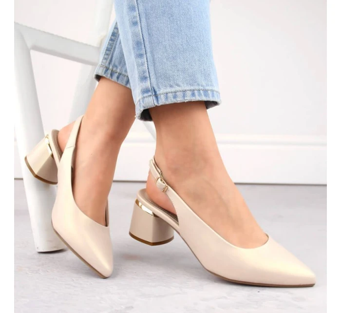 W béžové  elegantní sandály model 21776016 - SERGIO LEONE