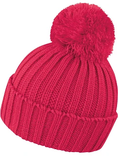 R Pletená čepice s bambulí 28. raspberry model 22424914 - Result Headwear