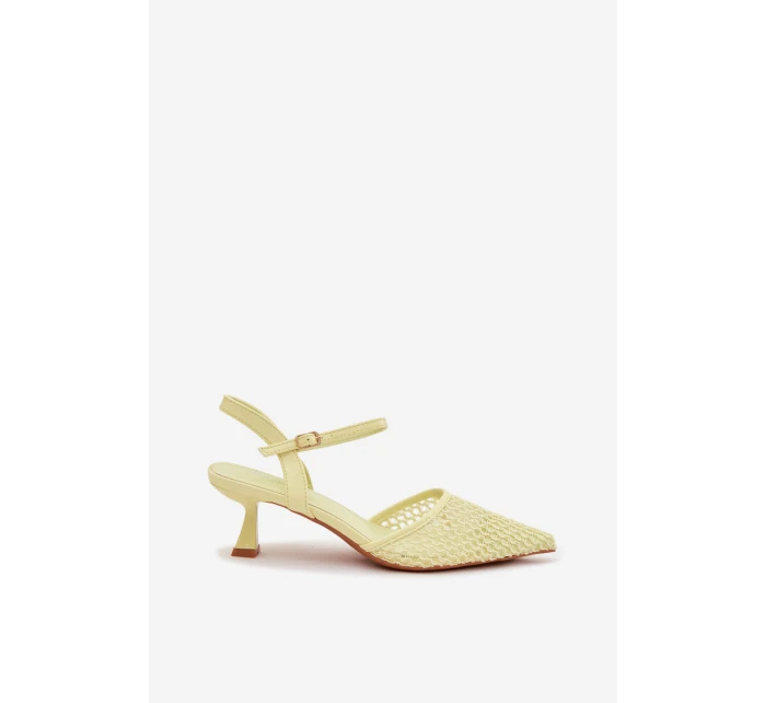 Dámské sandály na podpatku s síťkou Žluté Brilora