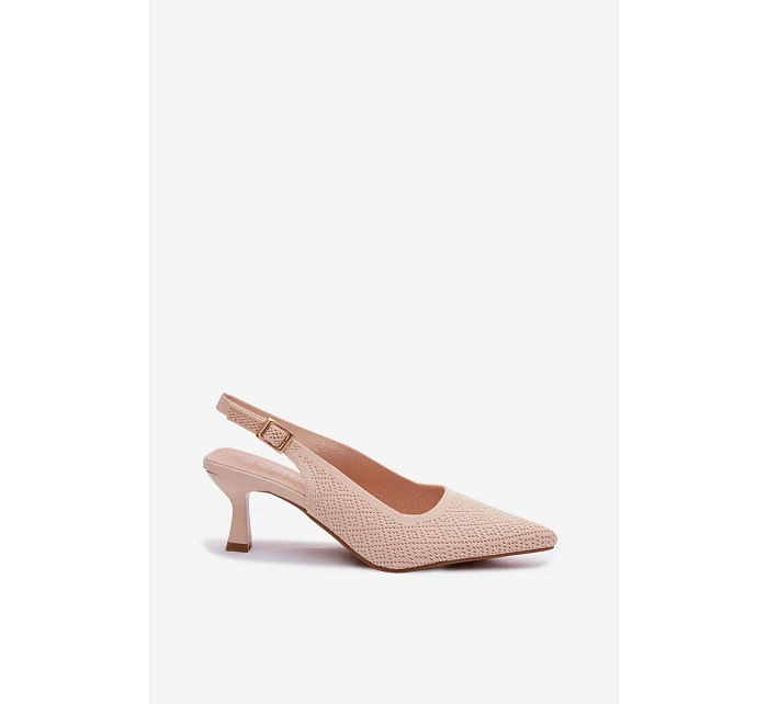 Textilní Sandály Na Podpatku Béžové model 22122551 - Boto