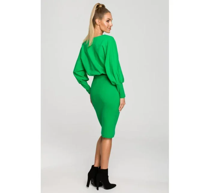 M690 Kombinované pletené šaty - zelené