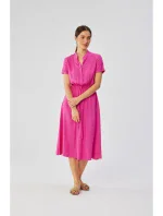 S366 Viskózové šaty so šnúrkou v páse - lila