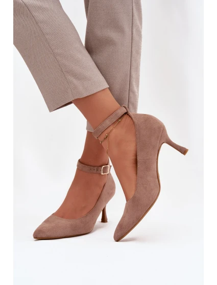 Lodičky Devoria z eko semišu - tmavobéžové Lodičky Devoria z eko semišu - tmavobéžové