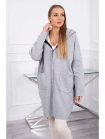 Zateplená mikina s dlhším chrbtom šedá