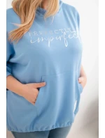 Dámská mikina Plus Size s kapucí a potiskem modrá