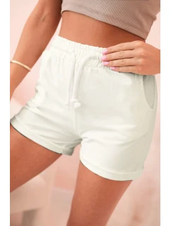Dámske bavlnené šortky s elastickým pásom a šnúrkou na stiahnutie ecru