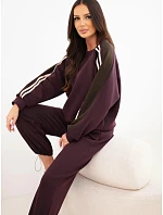 Dámská souprava z viskózy sportovní s dlouhým rukávem a model 22401367 kalhotami švestkový - K-Fashion
