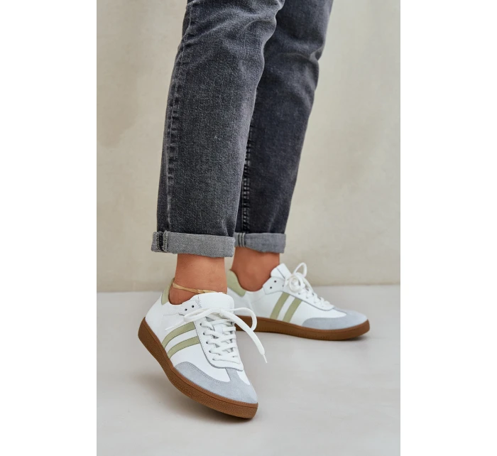 model 21684284 Kožené Nízké Tenisky Dámské Bílé - Zazoo