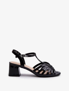 Lakované dámske sandále na vysokom podpätku Sergio Leone Black