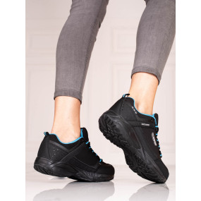 Stylové dámské černé  trekingové boty bez podpatku
