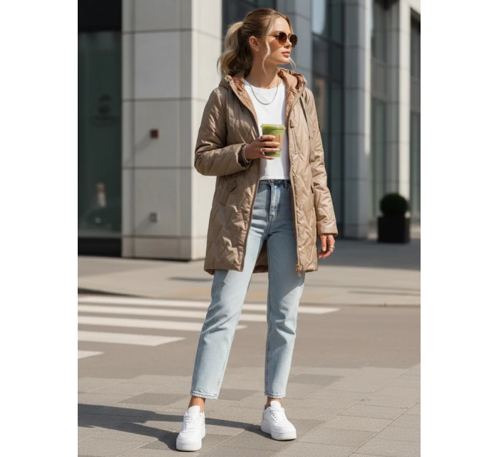 Dámská prošívaná přechodová bunda velbloudí barvy Dstreet model 21996000 - FashionStreet