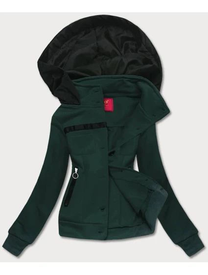 Tmavozelená dámska krátka mikina na zips (AMG-63)