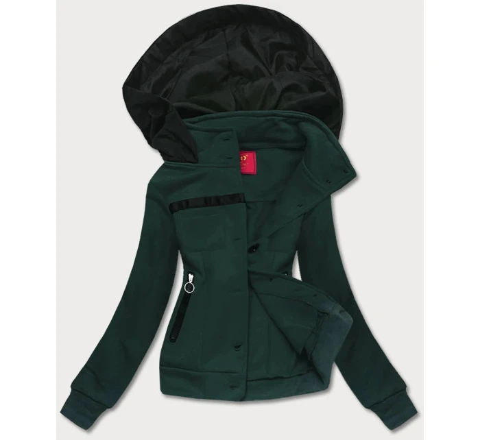Tmavozelená dámska krátka mikina na zips (AMG-63)