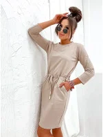 Béžové dámske pletené šaty (700)
