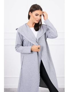 Dlhá pláštenka s kapucňou sivá