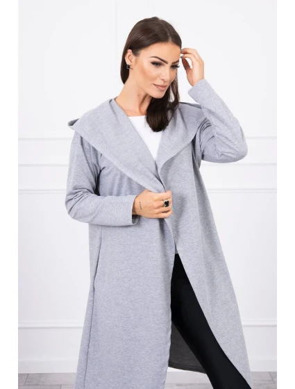 Dlhá pláštenka s kapucňou sivá
